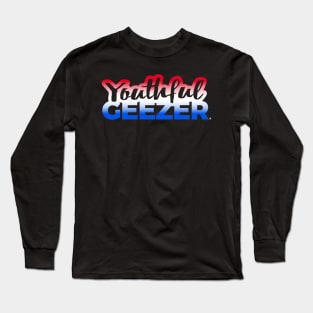 Youthful Geezer Brand Logo Red White Blue Logo Long Sleeve T-Shirt